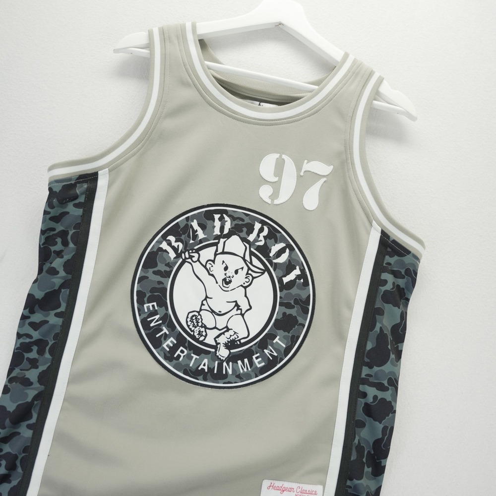 Headgear Classics Biggie Smalls Bad Boy Entertainment Jersey Grey Camo Mens S 97